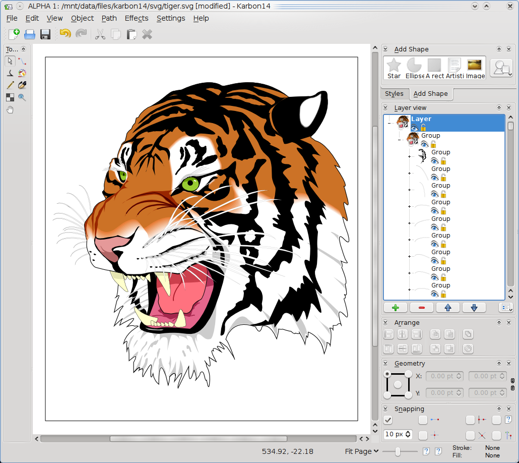 KOffice 2.0.0 - Karbon