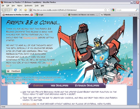 Mozilla Firefox 3.5 RC1 screenshot (481 pix)