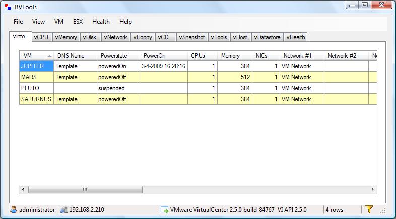 RVTools - vInfo