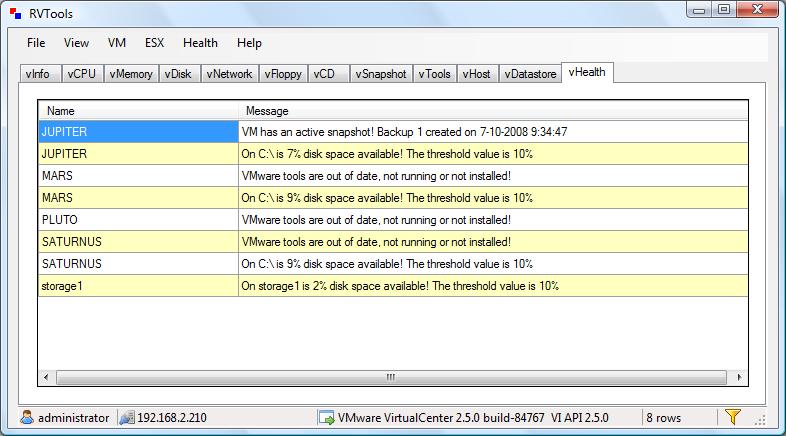 RVTools - vHealth