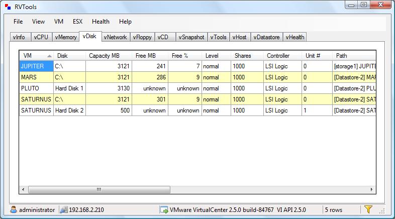 RVTools - vDisk