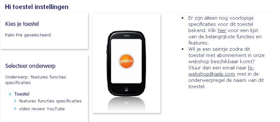 Palm Pre op website Hi