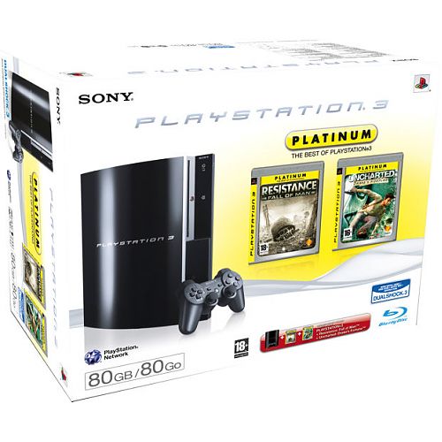 Sony PS3 PlayStation 3 80 GB spelcomputer + Best of Platinum Pack Zwart