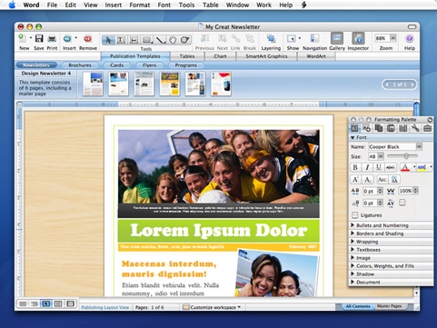 Microsoft Office 2008 voor Mac screenshot (481 pix)
