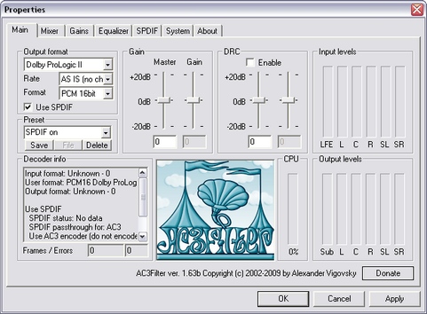 AC3Filter 1.63b screenshot (481 pix)
