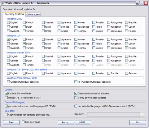 WSUS Offline update 6.1 screenshot (481 pix)