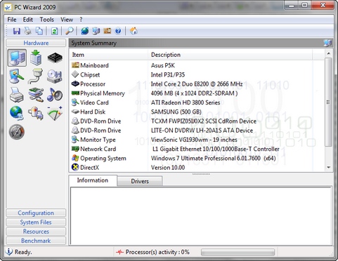 PC Wizard 2009 1.90 screenshot (481 pix)