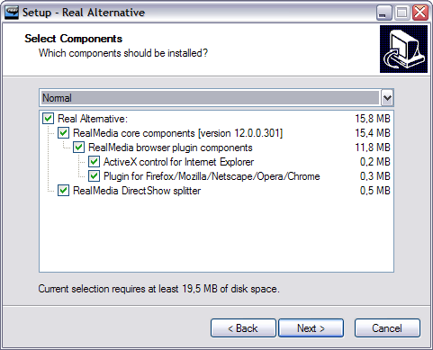 Real Alternative 2.0.0 b�ta screenshot (481 pix)