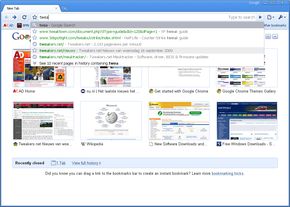 Google Chrome 3.0 screenshot