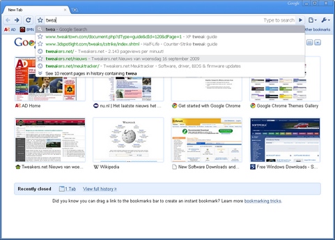 Google Chrome 3.0screenshot (481 pix)