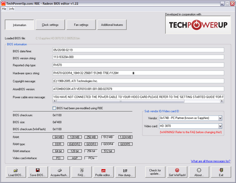 TechPowerUp Radeon Bios Editor 1.22 screenshot (481 pix)
