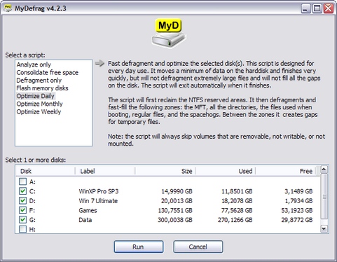 MyDefrag 4.2.3 screenshot (481 pix)