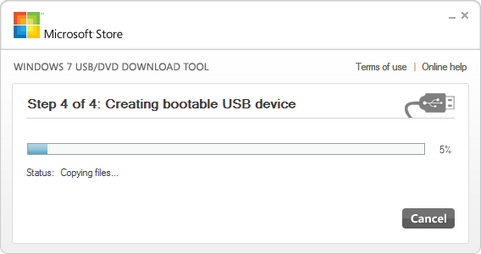 Windows 7 USB/DVD Download Tool screenshot (481 pix)