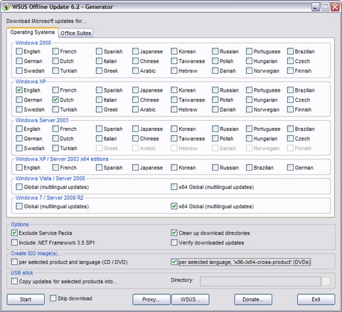 WSUS Offline Update 6.2 screenshot (481 pix)