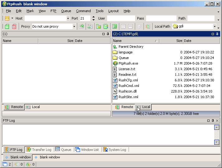 FTPRush screenshot