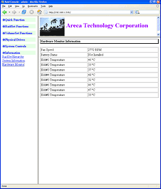 Areca ARC-1120 webbased management interface