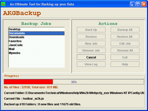 AKGBackup in actie