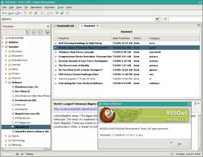 RSSOwl screenshot (410 pix)