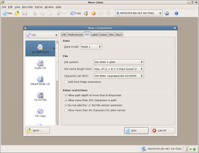Nero Linux screenshot (410 pix)