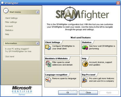 SPAMfighter screenshot (410 pix)