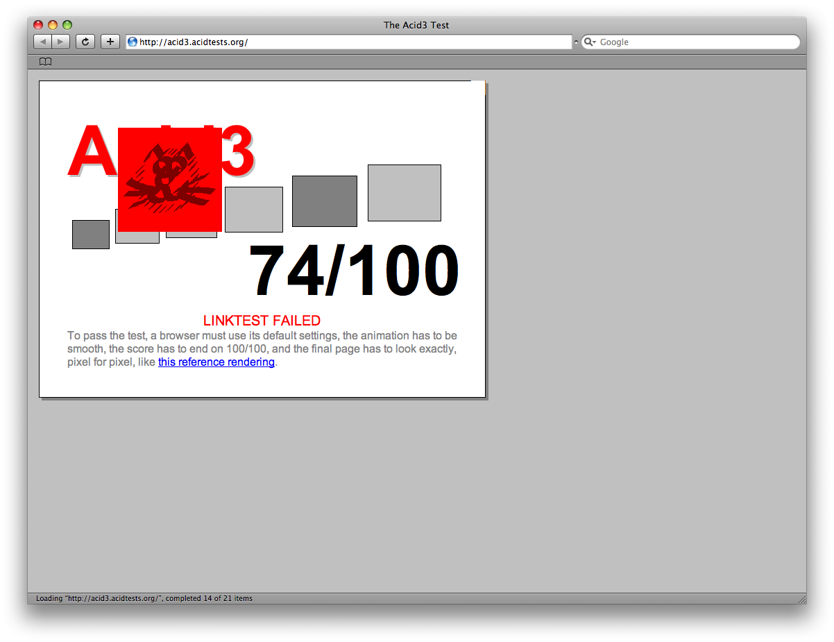 Apple Safari 3.1 - Acid3