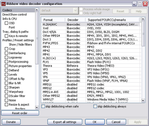 ffdshow schreenhot - video configuration (481 pix)