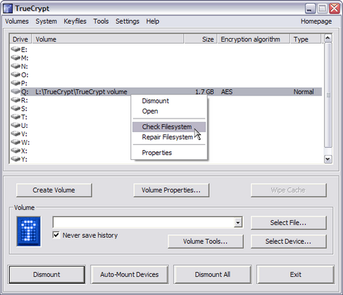 Truecrypt screenshot (481 pix)