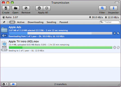 Transmission  screenshot (481 pix)