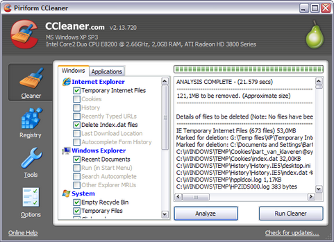 CCleaner 2.13.720 screenshot (481 pix)