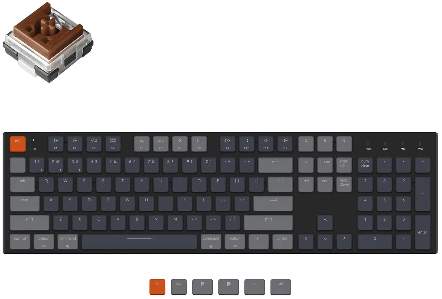 Keychron K Ultra Slim Wireless Rgb Backlight Aluminum Body Hot Swappable Keychron Brown
