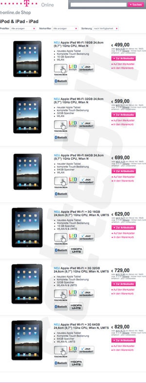 iPad bij T-Mobile Duitsland