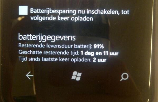 Lumia 800 batterijtijd na Hard reset