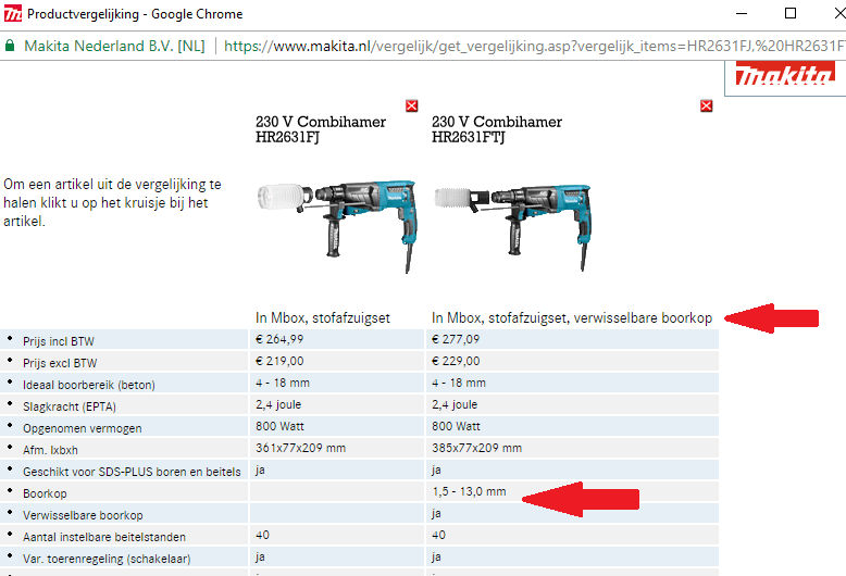 Makita HR2631FJ vs HR2631FTJ Makita HR2631FJ vs HR2631FTJ