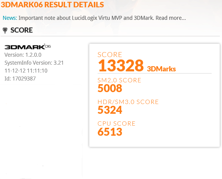 3DMark06 Dell Inspiron 17R SE