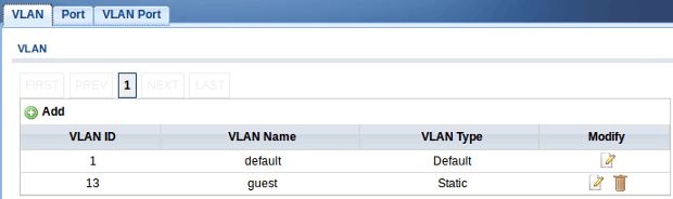 Web configurator - VLAN id