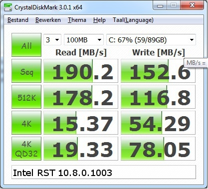 Kingston V+100 96GB na half jaar (RST 10.8.0.1003)
