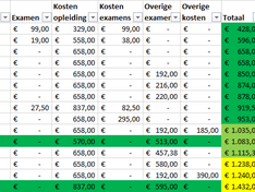 Shortlist (gesorteerd op kosten)