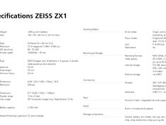Overzicht van technische eigenschappen Zeiss ZX1 Overzicht van technische eigenschappen Zeiss ZX1