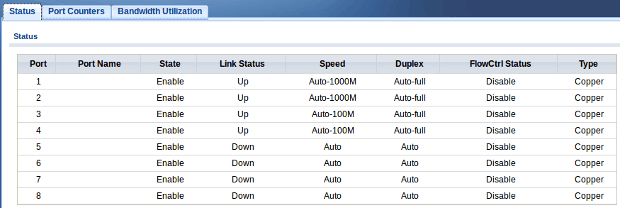 Web configurator - monitor: port