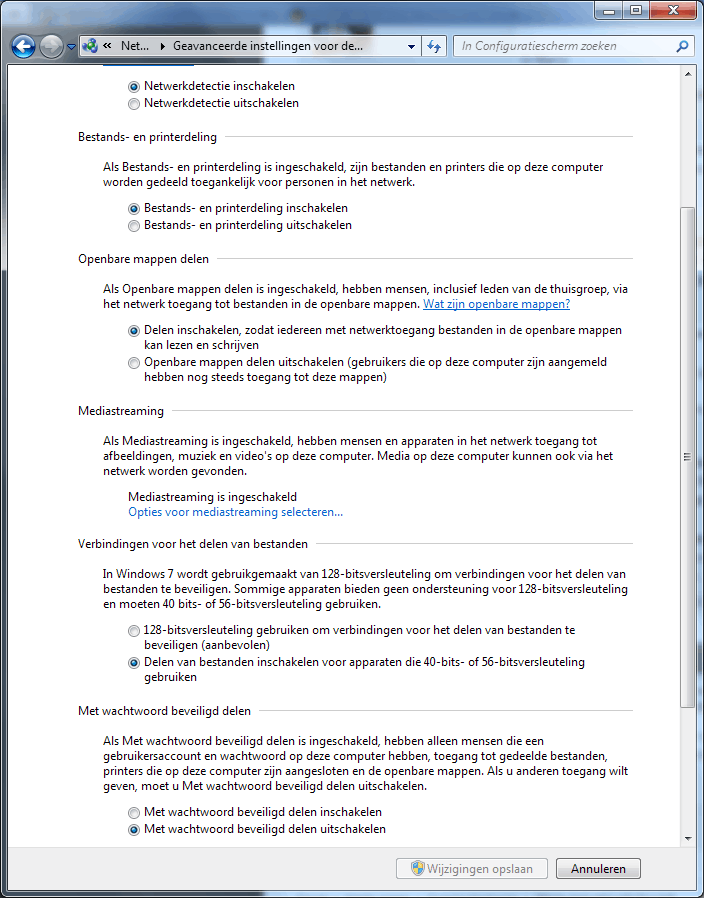 Netwerk instellings