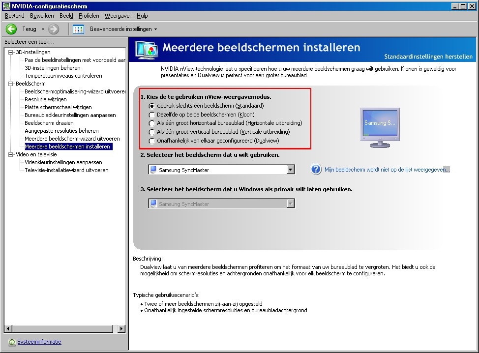 Nvidia Control Panel - Bureaublad uitbreiden