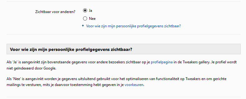 Privacysettings