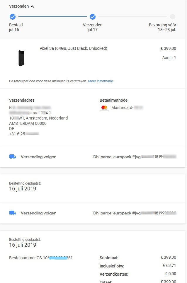 bestelgegevens