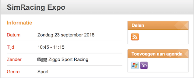 Ziggo SimRacingExpo verslag Ziggo SimRacingExpo verslag