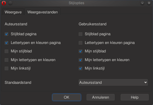 Opera weergavestanden