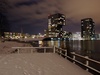 Skyline Almere at night in winter