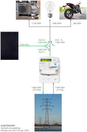 Elektriciteit verbruik en teruglevering (12 maanden)