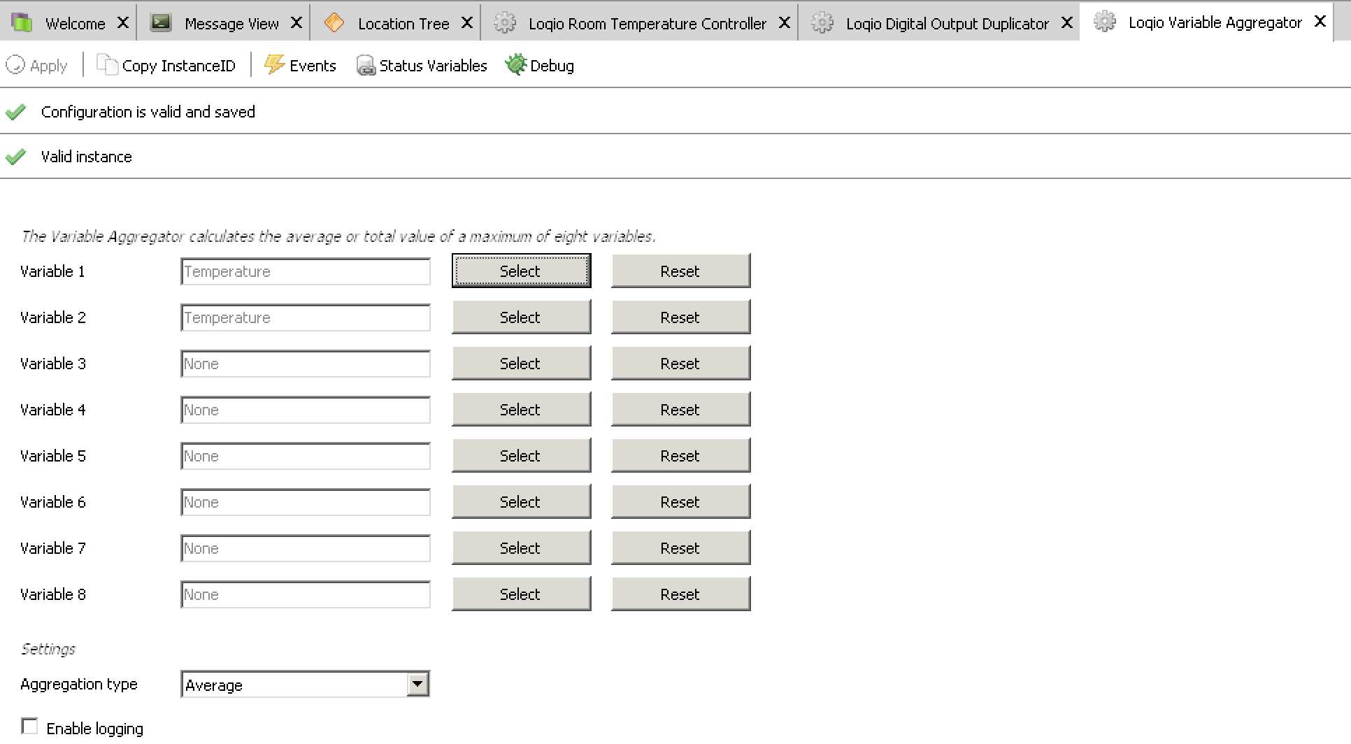 Variable aggregator