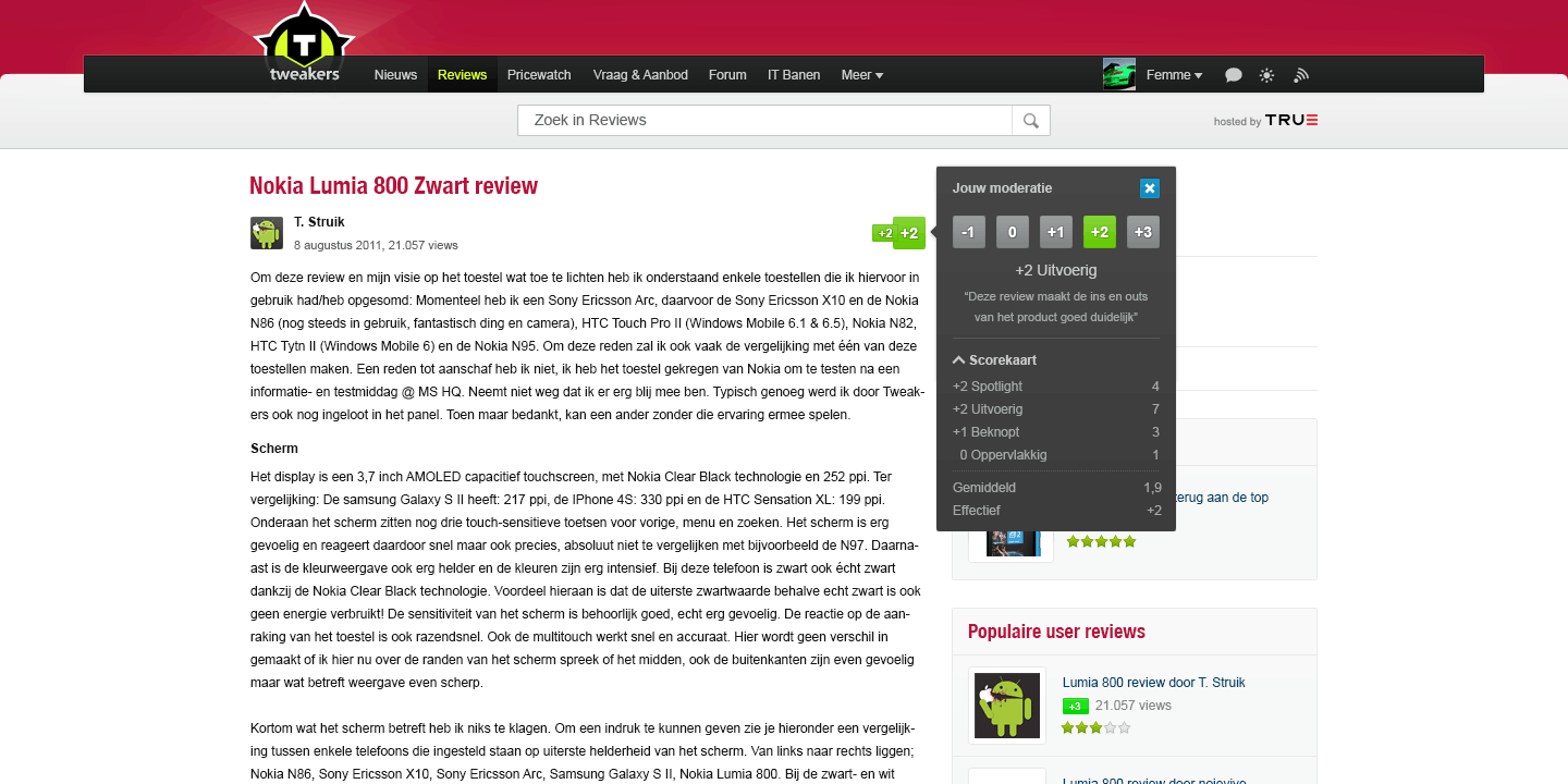 Productreview scorekaart Productreview scorekaart