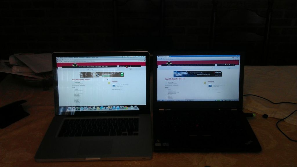 MBP en Thinkpad scherm hoogste helderheid